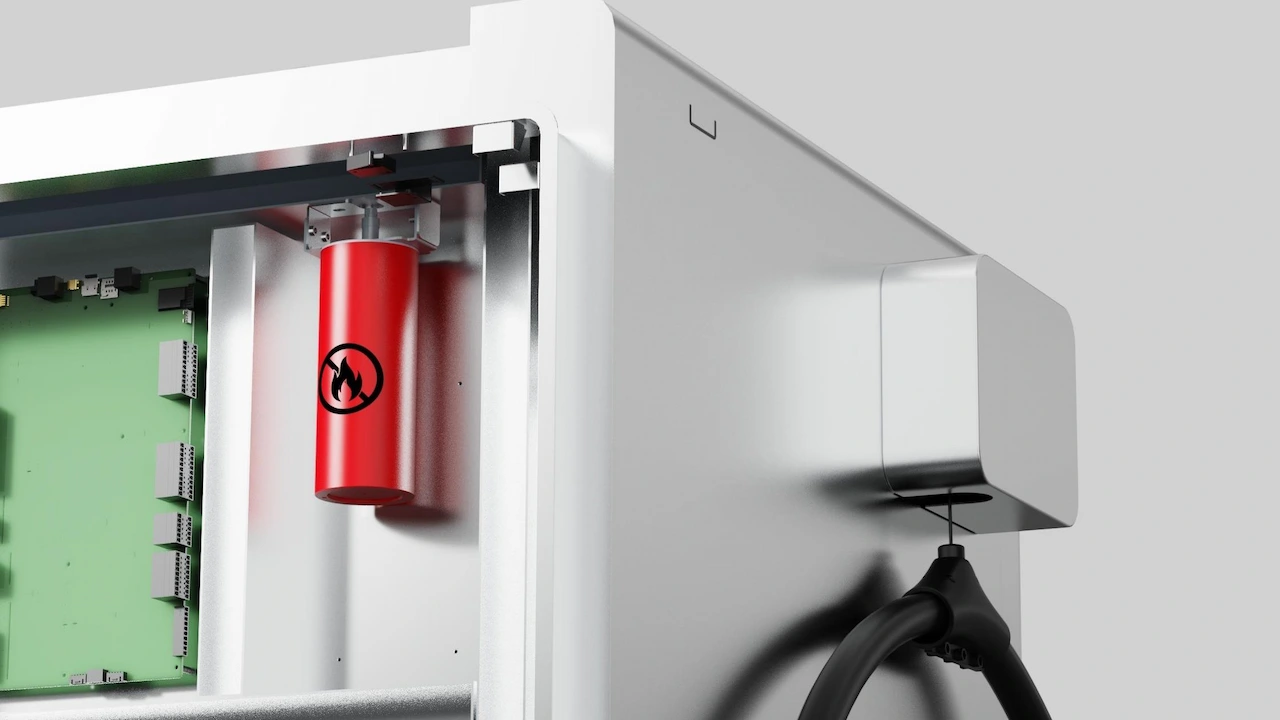 Iebūvēta evb akumulatora integrētā līdzstrāvas ev lādētāja aerosola ugunsdzēsības ierīce