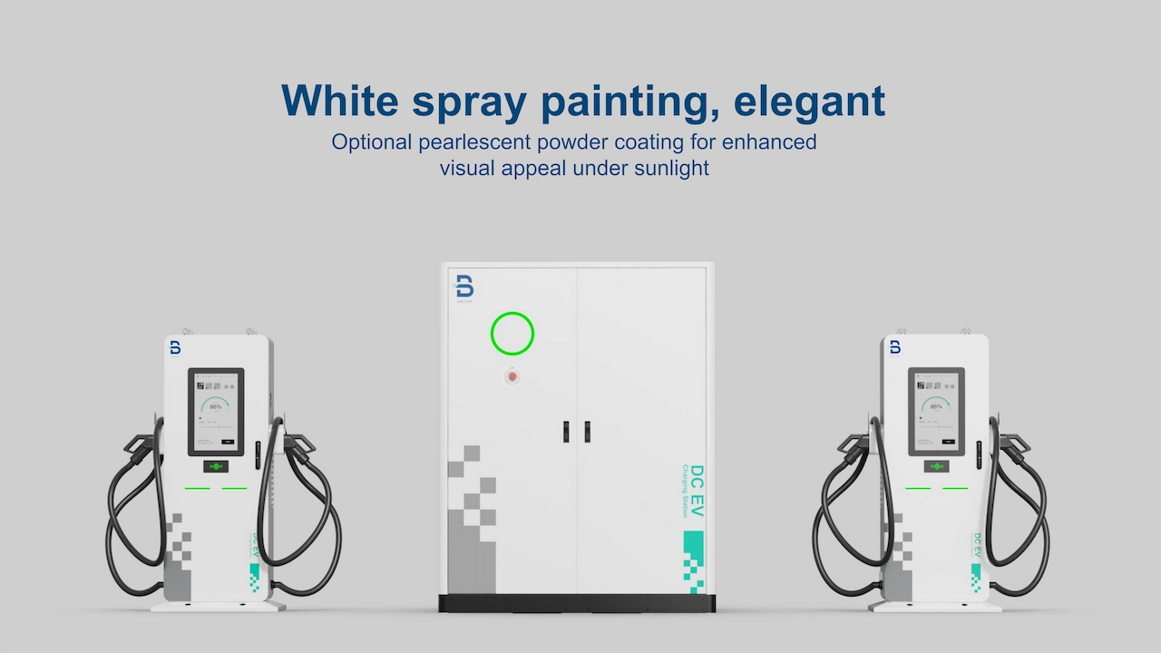 evb ലിക്വിഡ് കൂളിംഗ് സ്പ്ലിറ്റ് ഡിസി ev ചാർജറിന്റെ വെളുത്ത സ്പ്രേ പെയിന്റിംഗ്