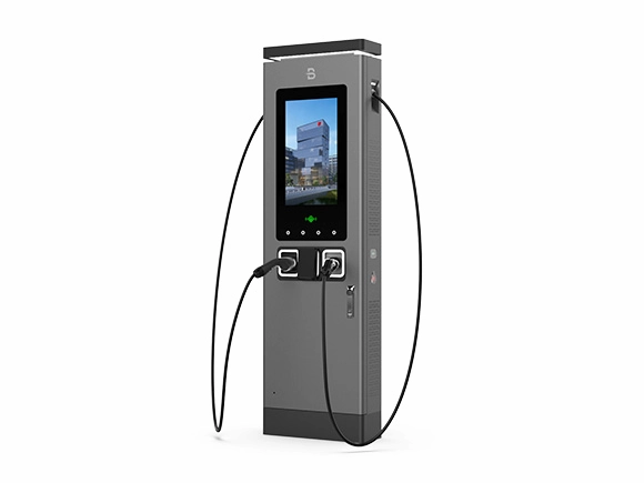 21 dyuymli sensorli ekranli EVB polga o'rnatilgan AC ev zaryadlash stantsiyasi 2X 22kVt