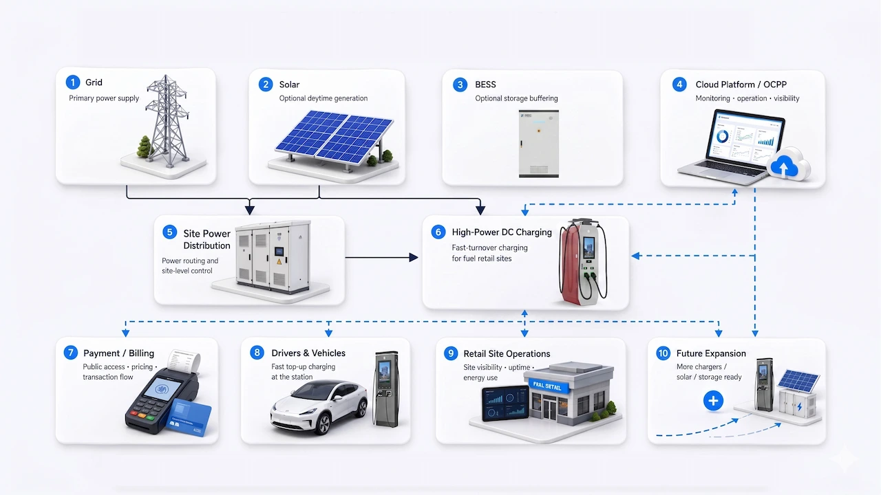 Un'architettura di ricarica più intelligente per le stazioni di servizio.