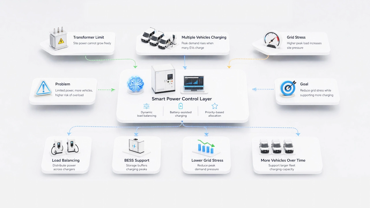 Ricarica della flotta in condizioni di limitazione della potenza