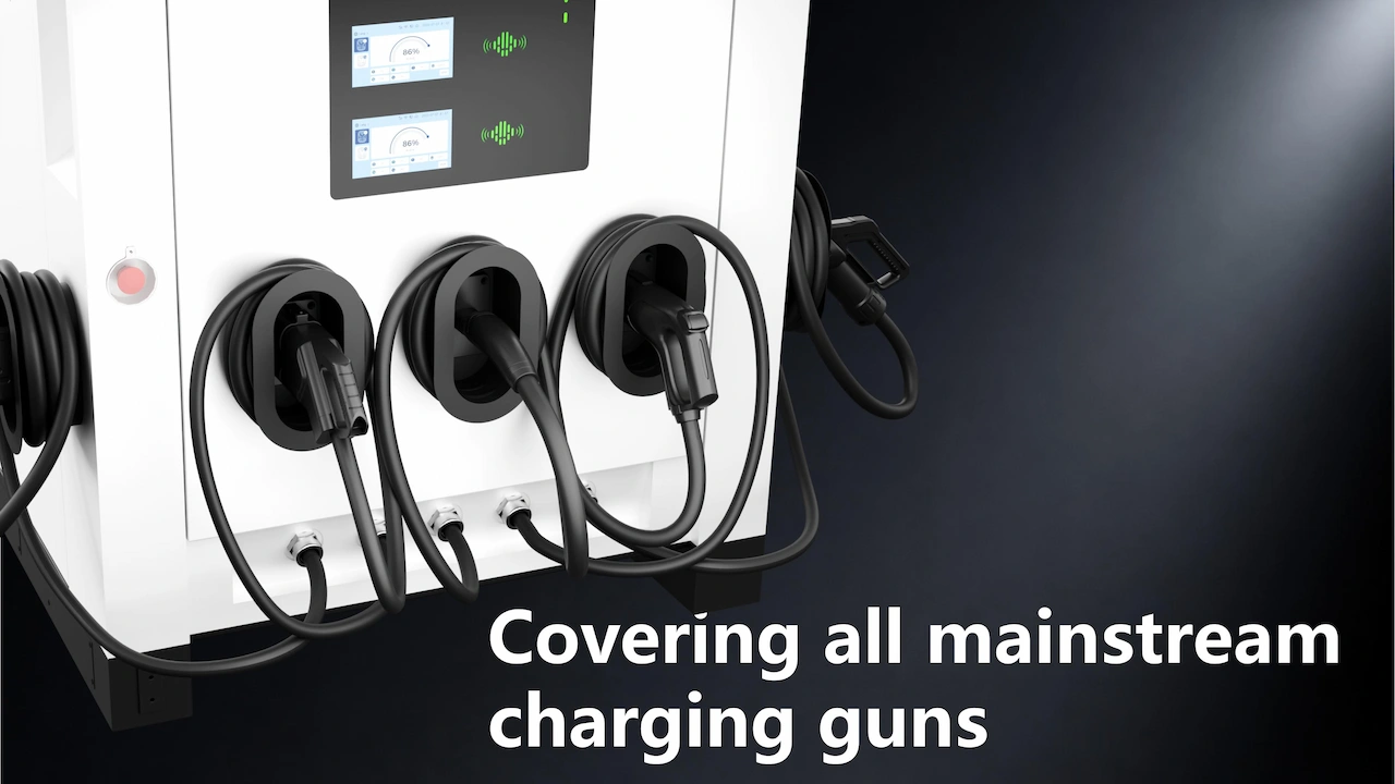 Todos os conectores de carregamento CC dos carregadores portáteis CC integrados para veículos elétricos.