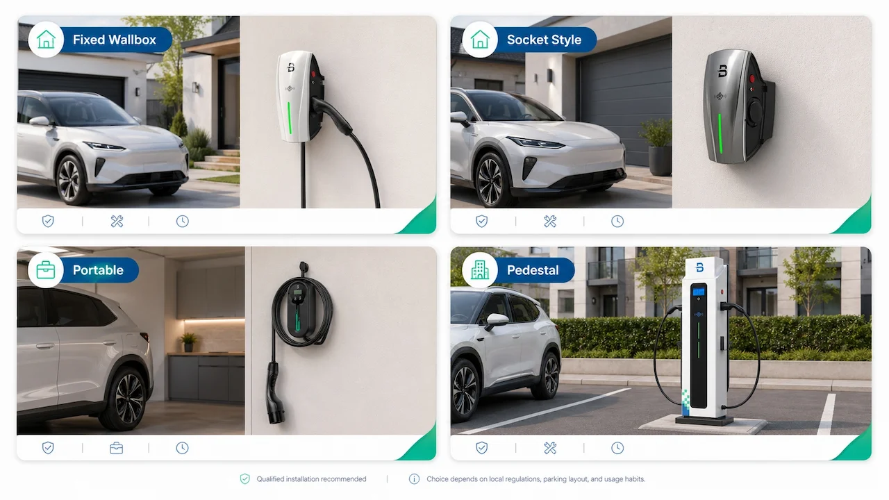 Fixed Wallbox, Socket, or Portable Charging