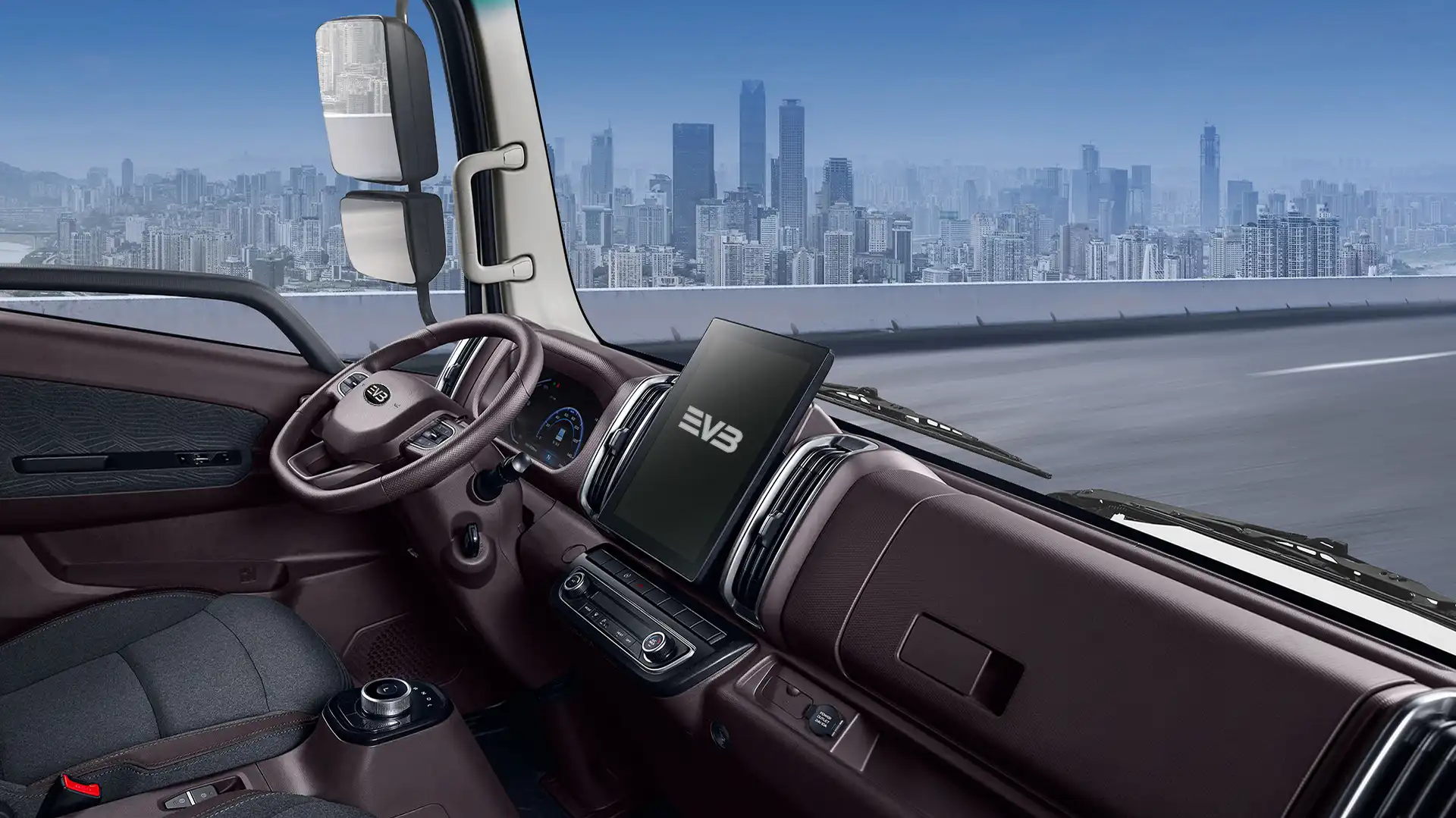 Caminhão elétrico leve EVB B9E H com interior premium